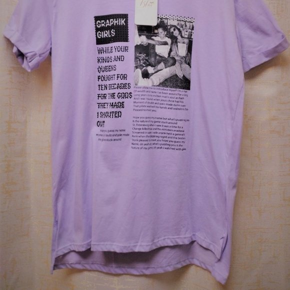 Graphic T-Shirt Short Sleeve. 29" Long. Magenta & Rhinestone.One SIze (Fits S-L) - Picture 4 of 6